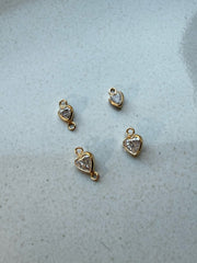 Gold Filled CZ Heart Charms and Connectors-SQ0778731
