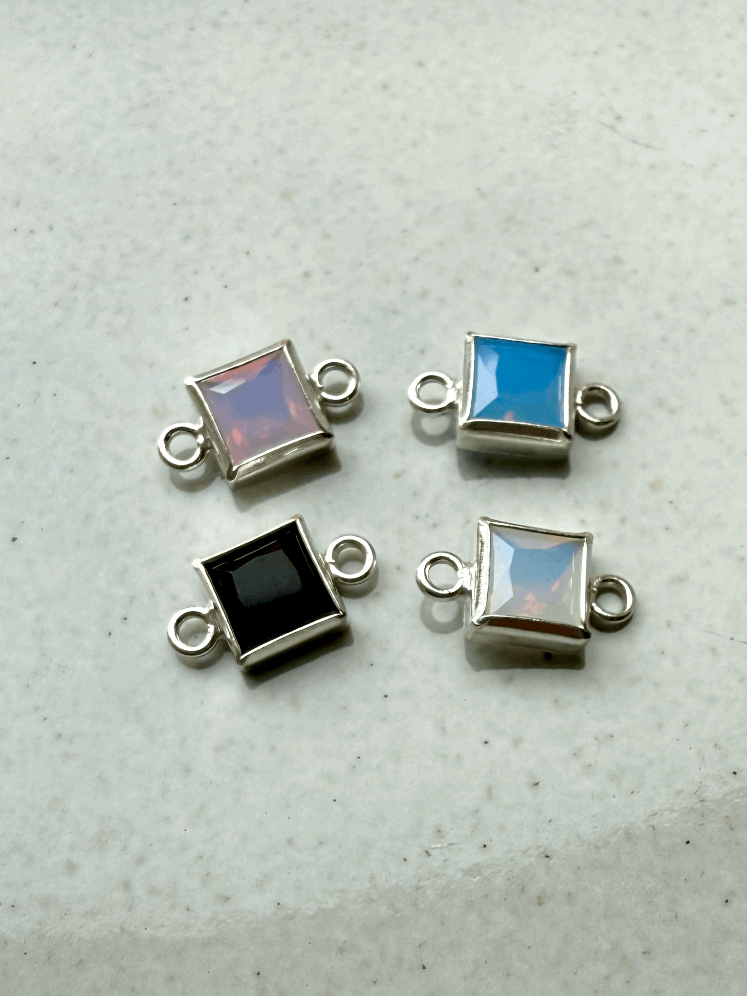 Sterling Silver Square Connectors-SQ9976243