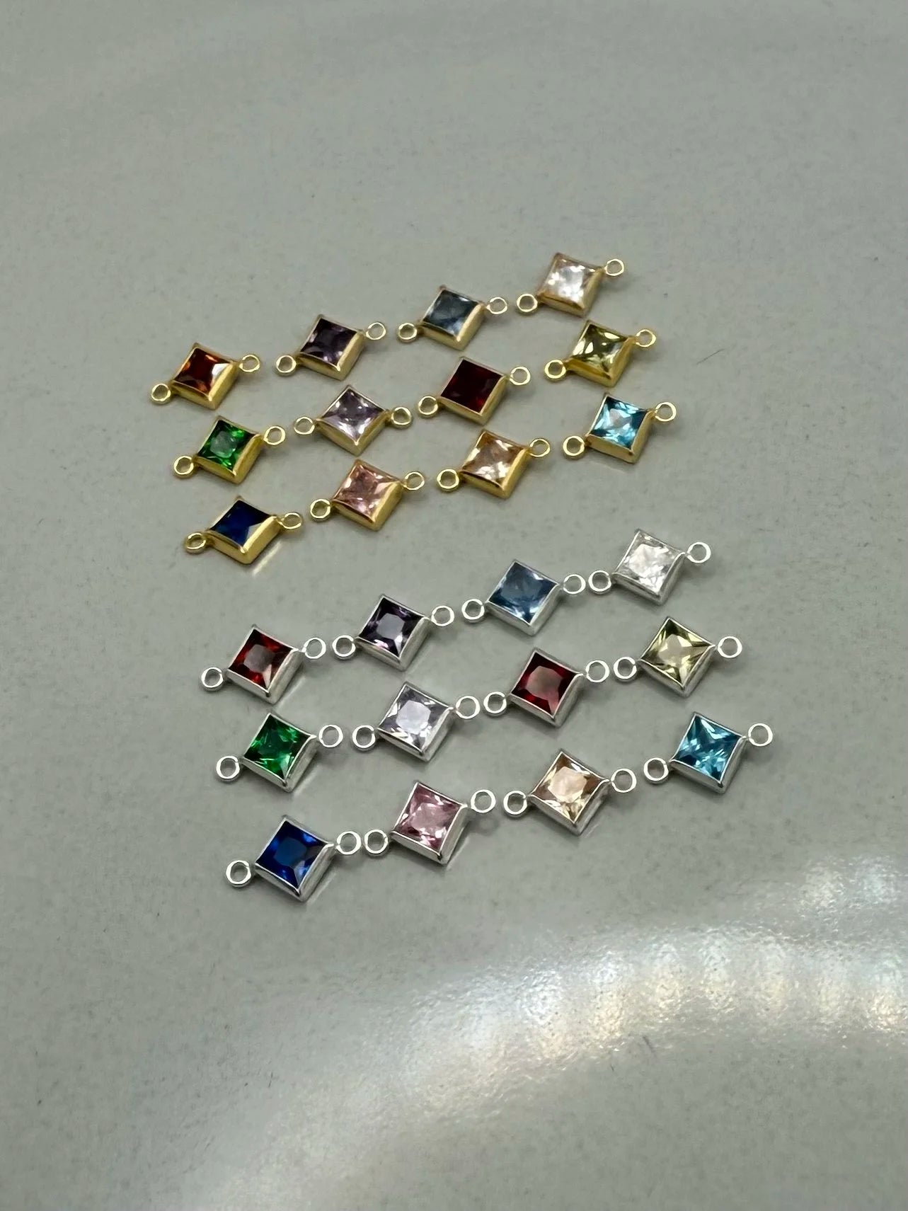 Diamond Shape Birthstone Connectors-SQ3310547