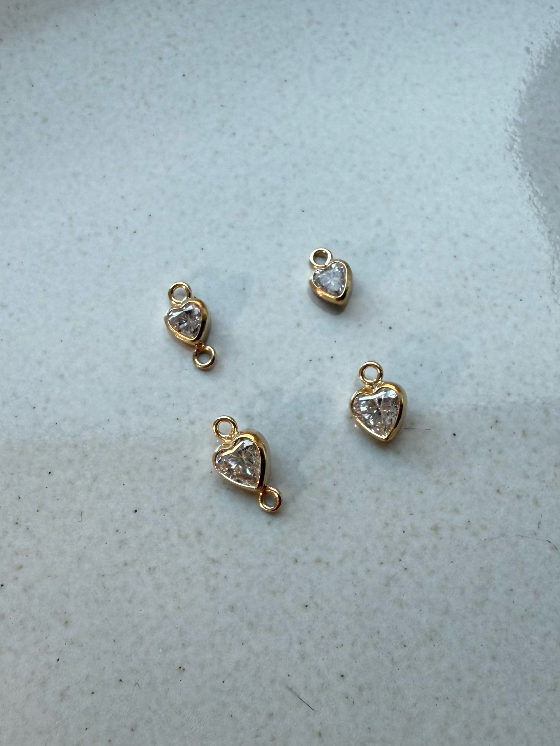 Gold Filled CZ Heart Charms and Connectors-SQ0778731