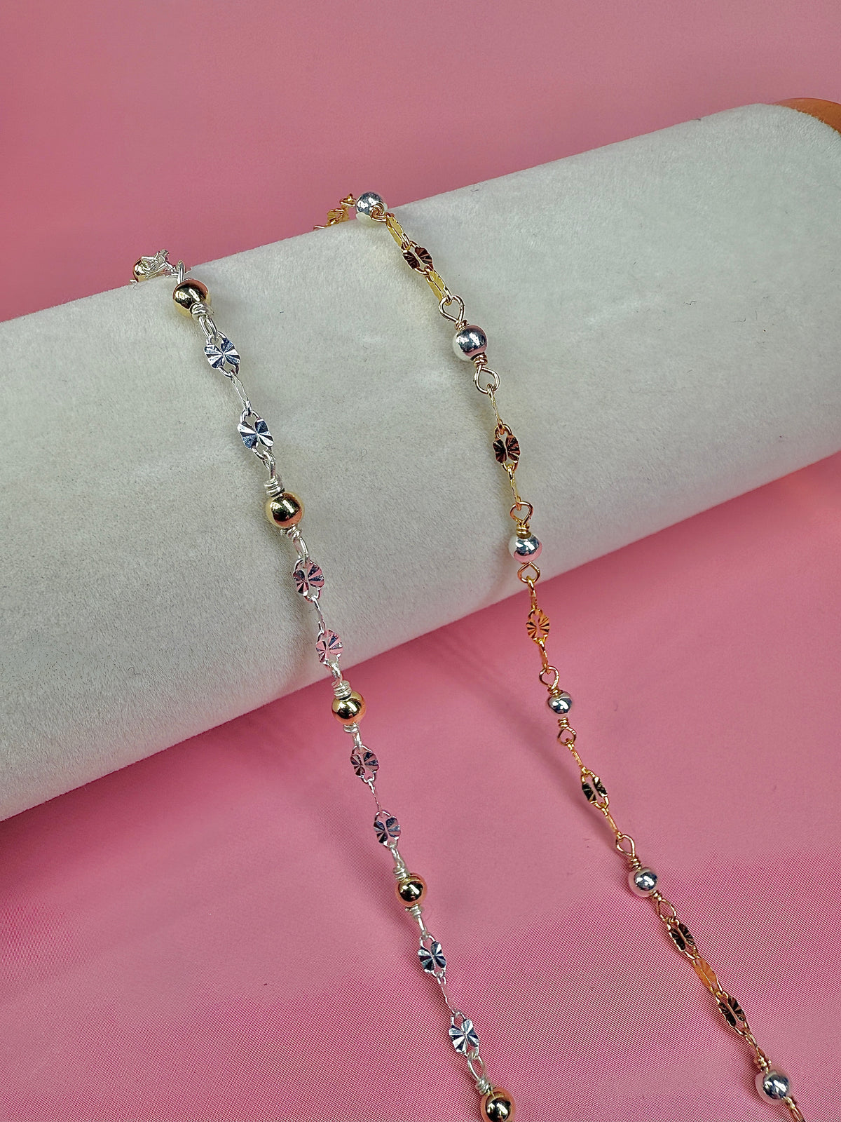 Mixed Metal Satellite Sunburst Chain